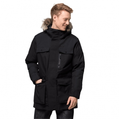 Jack Wolfskin Parka Glacier Bay (wodoodporny i wiatroszczelny, bez PFC, bardzo ciepły) czarny męski